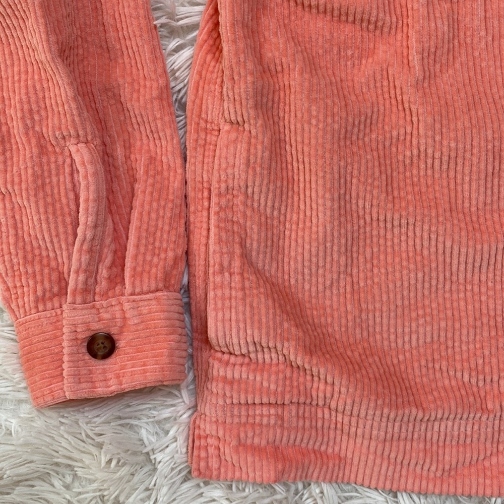 Hp L.L. Bean Corduroy Button Down Shacket Coral - image 7